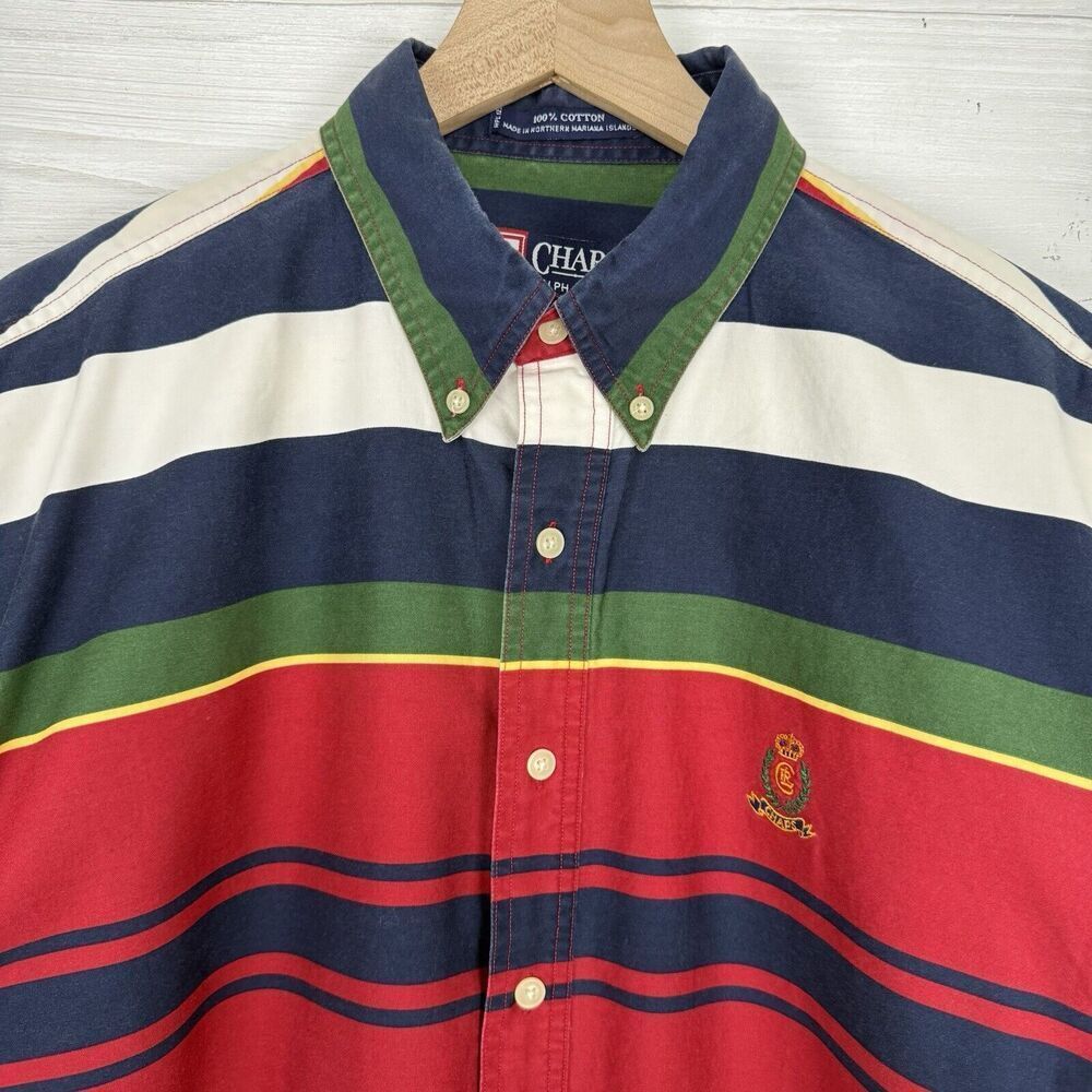 Vtg CHAPS Ralph Lauren‎ Shirt Mens L Striped Long Sleeve Button Down Western 90s - Picture 2 of 13